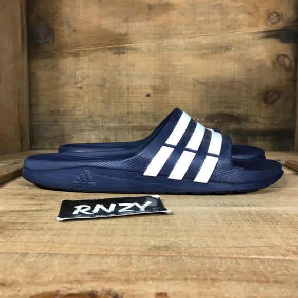Adidas Other - Adidas Adilette Blue White Stripe Slide Sandals